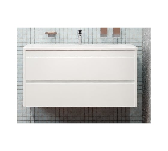 Изображение товара Подвесная база под раковину Art&Max FAMILY с двумя выкатными ящиками, Bianco Lucido, 1000x480x550, Family-1000-2C-SO-BL