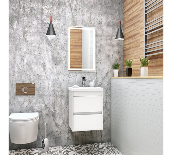 Изображение товара Подвесная база под раковину Art&Max FAMILY с двумя выкатными ящиками, Bianco Lucido, 400x350x550, Family-400-2C-SO-BL