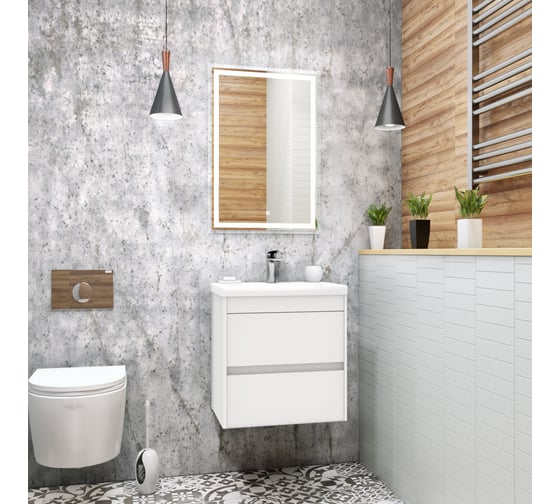 Изображение товара Подвесная база под раковину Art&Max FAMILY с двумя выкатными ящиками, Bianco Lucido, 500x350x550, Family-500-2C-SO-BL