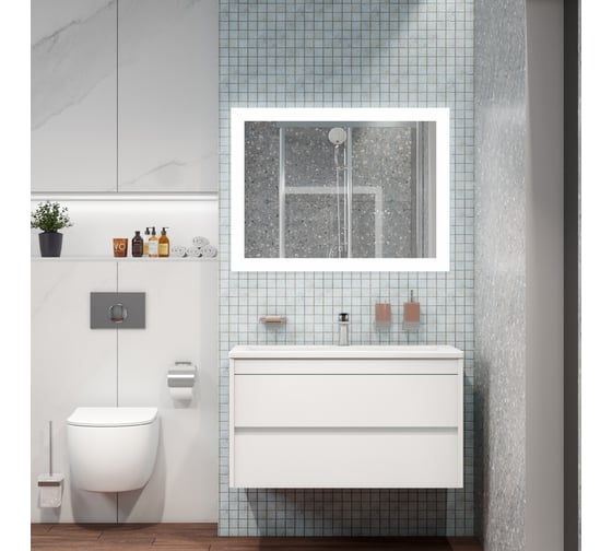 Изображение товара Подвесная база под раковину Art&Max FAMILY с двумя выкатными ящиками, Bianco Lucido, 900x480x550, Family-900-2C-SO-BL