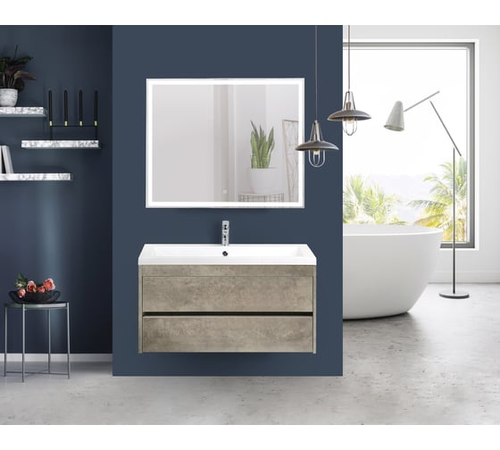 Изображение товара Подвесная база под раковину Art&Max FAMILY с двумя выкатными ящиками, Cemento Veneto, 1000x480x550, Family-1000-2C-SO-CV