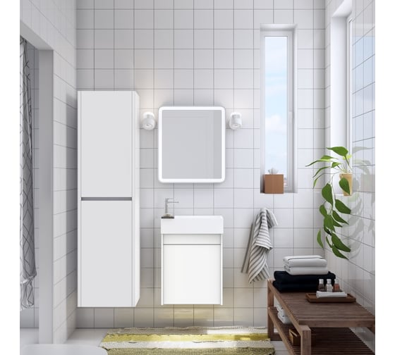 Изображение товара Подвесная база под раковину Art&Max FAMILY с одной распашной дверцей, Bianco Lucido, 500x270x500, Family-500-1D-SO-BL