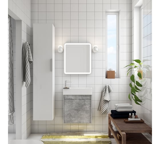 Изображение товара Подвесная база под раковину Art&Max FAMILY с одной распашной дверцей, Cemento Veneto, 500x270x500, Family-500-1D-SO-CV