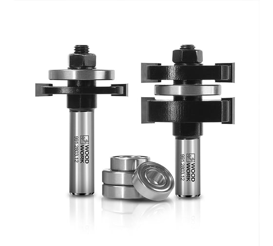 Изображение товара Комплект фрез шип - паз D=44.4 мм, I=28.65 мм, L=71 мм, S=12 мм, Z=2 WOODWORK 991.2803.12