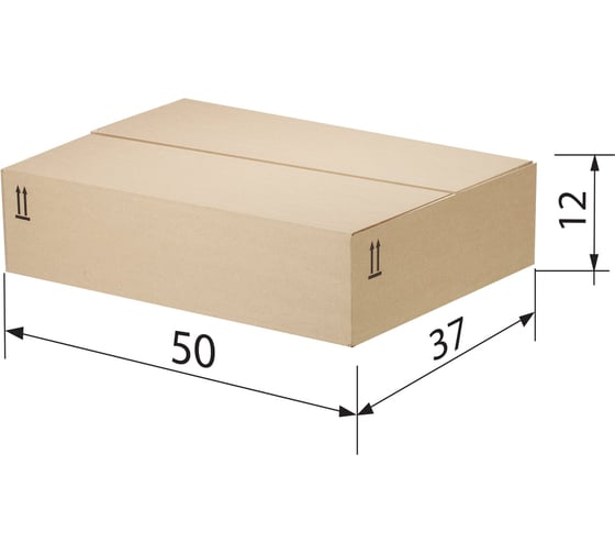 Изображение товара Гофроящик ОФИСМАГ длина 500х370х120 мм, марка Т22, профиль В, Fefco 0202 / Гост, исполнение Б 503211