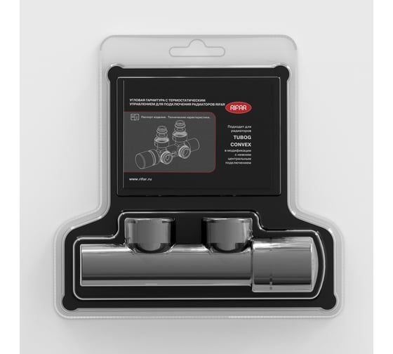 Изображение товара Угловая гарнитура с термостатическим управлением для подключения радиаторов (хром) RIFAR R.Ad.L02