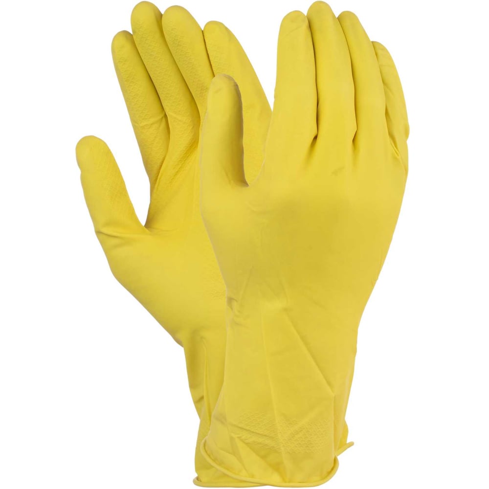 Изображение товара Латексные перчатки FORT 00 501032830 женские, бесшовные, с манжетами, текстурированные, желтые