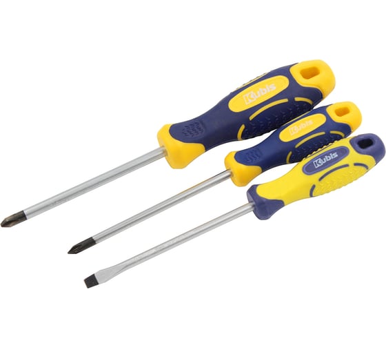 Изображение товара Набор отверток KUBIS PH1x100 мм, 2x100 мм, SL5x100 мм, 3 шт. 02-08-0003