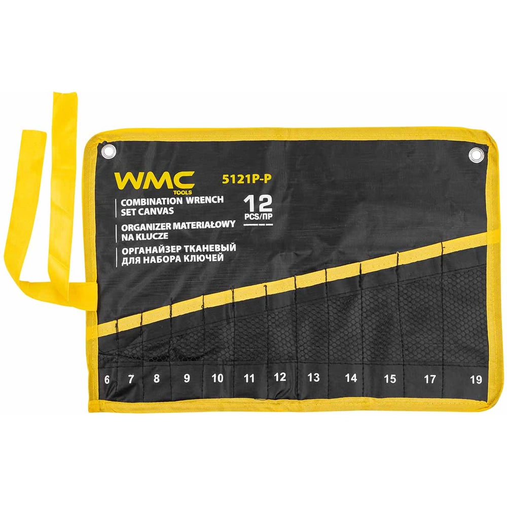 Изображение товара Органайзер тканевый для ключей WMC TOOLS 12 карманов складной черный желтый