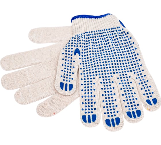 Изображение товара Хлопчатобумажные перчатки ПК Уралтекс «ЭКСТРА», белые, 10 класс,  22 см, с ПВХ "Точка" ПР-02