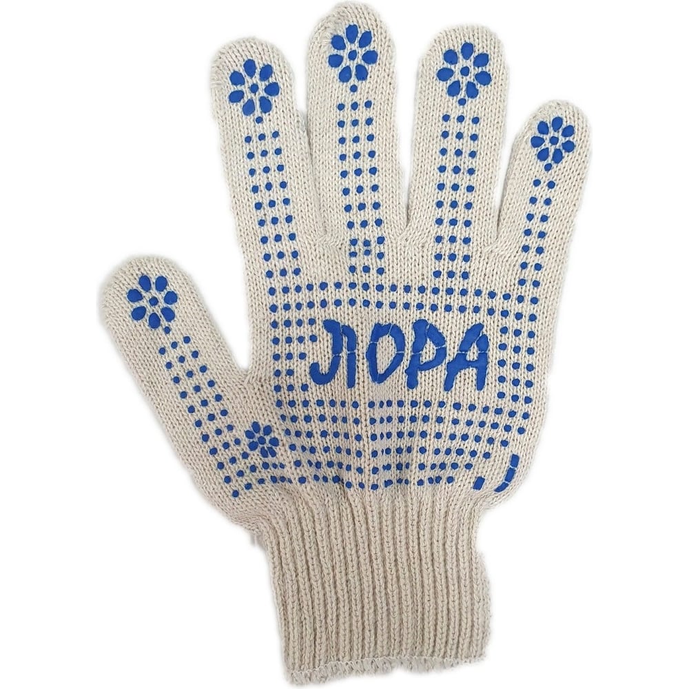Хлопчатобумажные перчатки ПК Уралтекс, цвет белый/голубой, размер L