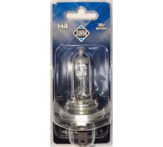 Изображение товара Лампа галогенная H4 12V 60/55 W P43T блист AWM 410300028