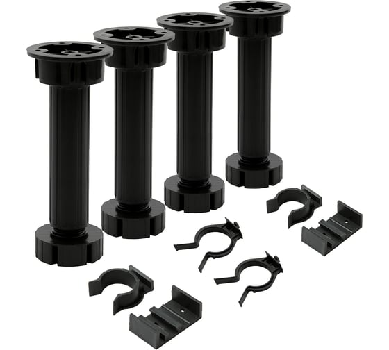 Изображение товара Комплект из 4 регулируемых опор 150 мм с клипсами Lemax PROF черный 4pcs-FL15B