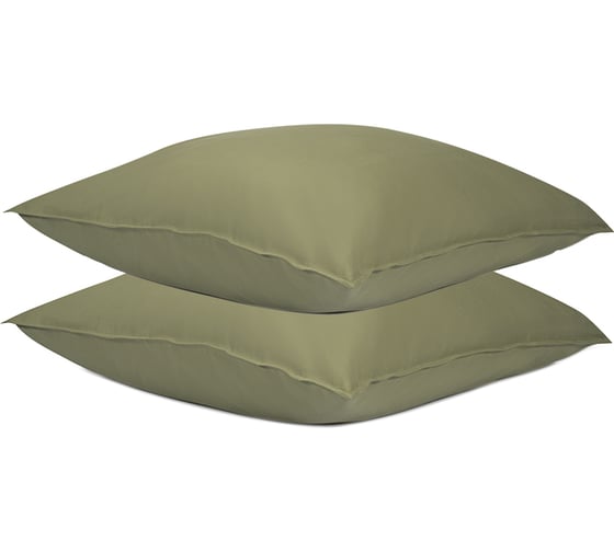 Изображение товара Набор из двух наволочек Tkano из сатина цвета шалфея с брашинг-эффектом из коллекции Essential, 70x70 см TK23-PC0002