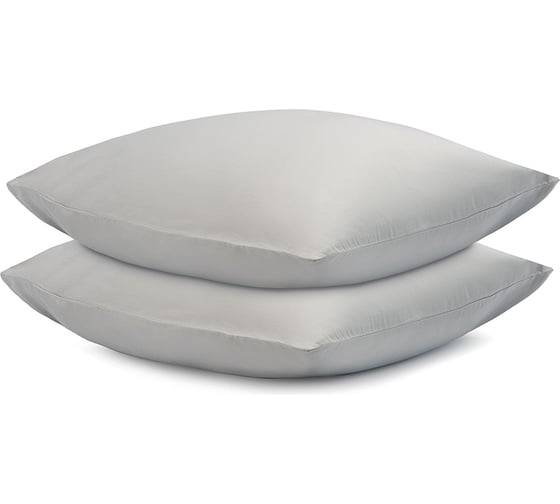 Изображение товара Набор из двух наволочек Tkano из умягченного сатина серого цвета из коллекции Essential, 70x70 см TK22-PCI0002