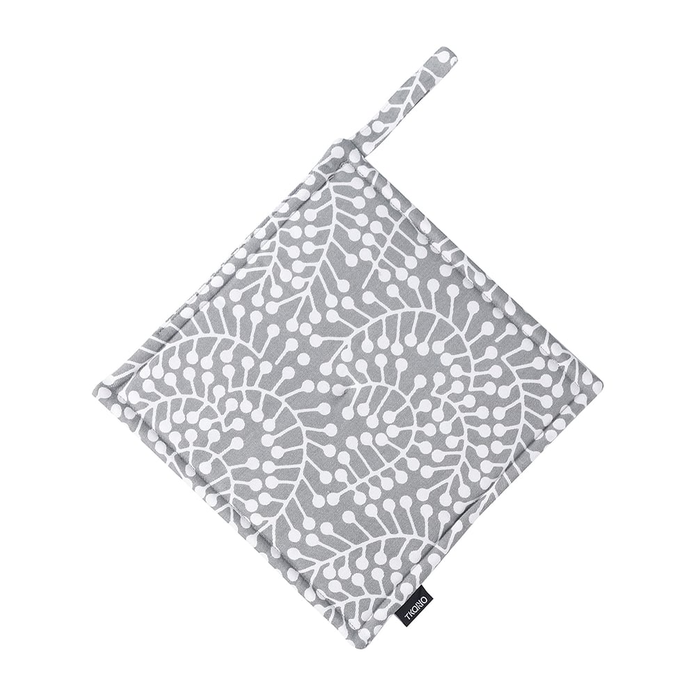 Изображение товара Прихватка Tkano серого цвета с принтом Спелая Смородина 22x22 см