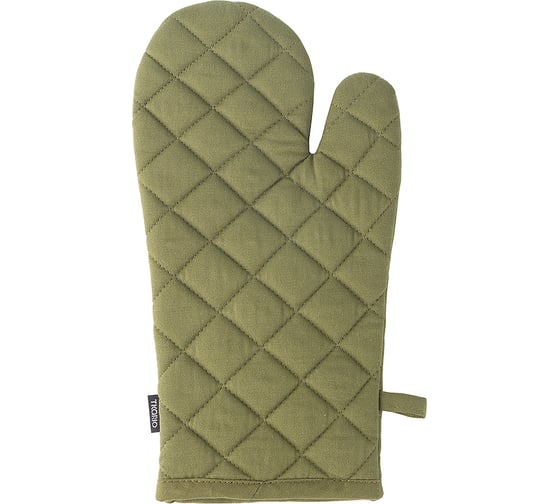 Изображение товара Прихватка-варежка Tkano из хлопка оливкового цвета из коллекции Essential, 17,5x33 см TK22-OM0001