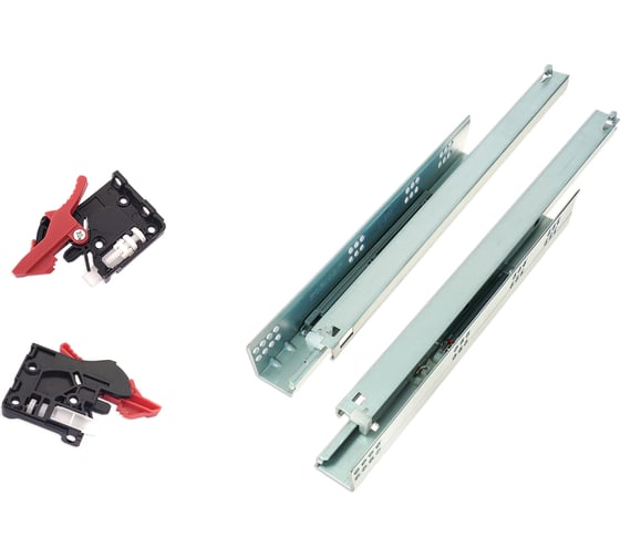 Изображение товара Направляющие скрытого монтажа Mont Blanc 500 мм, полного выдвижения Soft Close (2D клипса) c доводчиком упаковка 10 шт. 00-00006203