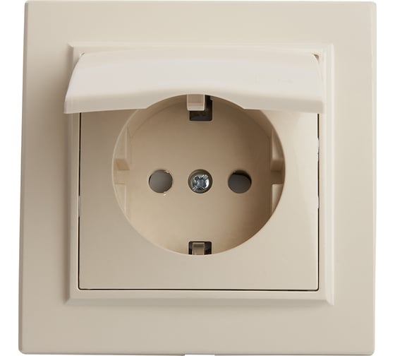 Изображение товара 1-местная розетка STEKKER с заземлением 220В 16А с защитными шторками серия Эрна слоновая кость PST16-901-02 39238