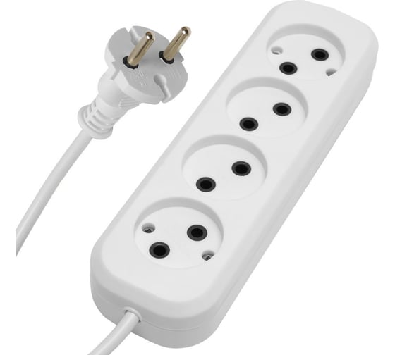 Изображение товара Удлинитель STEKKER штепсельный 4 гнезда б/з 2x0,75 белый 5м HM01-40-05, Ух-10 39218