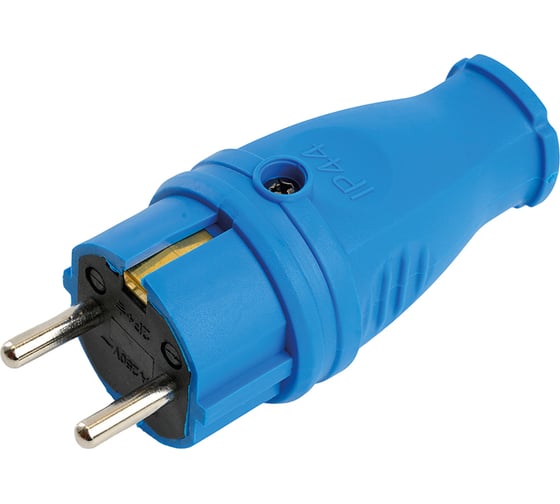 Изображение товара Вилка STEKKER прямая с заземл. контактом каучук 250В 16A, IP44, синяя, RPG16-21-441 В 16-001 39161