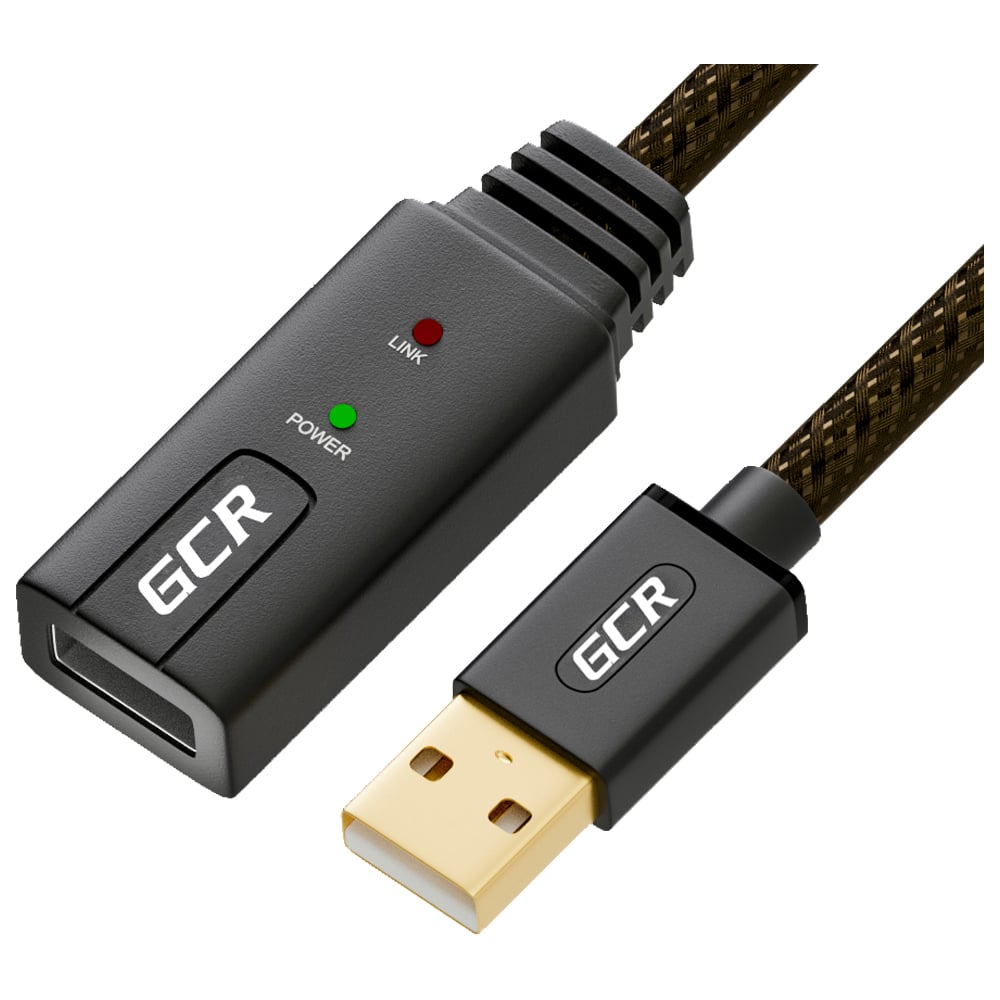 фото Кабель-удлинитель с усилителем usb 2.0, am/af gcr 10.0м, черно-прозрачный vivueic3m2-bd2s-10.0m