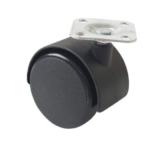 Изображение товара Мебельная колесная опора Tech-Krep D50 мм, поворотная, без тормоза, площадка, черный пластик - накладка 151208