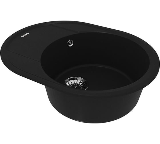 Изображение товара Мойка кухонная из кварцгранита Lemark LACHA 620 антрацит, комплектация: крепеж, сливная арматура с переливом в комплекте 9910049