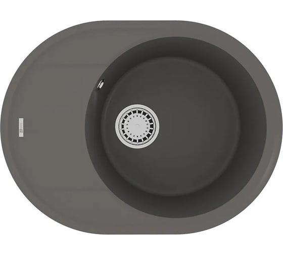 Изображение товара Мойка кухонная из кварцгранита Lemark LACHA 620 серый шёлк, комплектация: крепеж, сливная арматура с переливом в комплекте 9910053