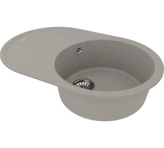 Изображение товара Мойка кухонная из кварцгранита Lemark LACHA 760 грей, комплектация: крепеж, сливная арматура с переливом в комплекте 9910057