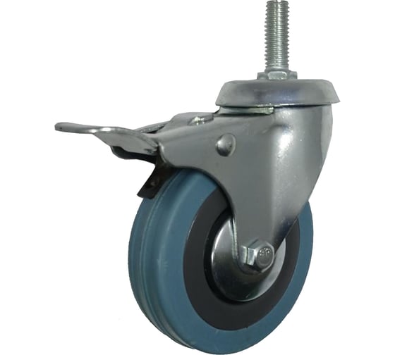 Изображение товара Колесная опора пов. с торм. Zitar D100 п/п, сер рез, подшип. скольж, с резьб. М12 накл. 148504