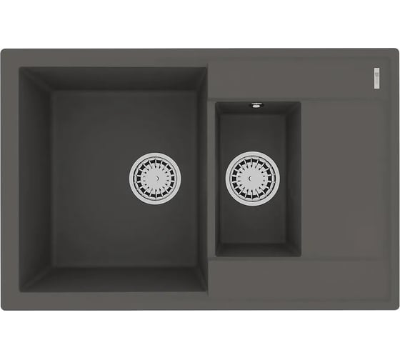 Изображение товара Мойка кухонная из кварцгранита Lemark RAMZA 760 серый шёлк, комплектация: крепеж, сливная арматура с переливом в комплекте 9910041
