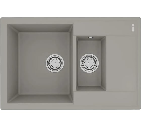 Изображение товара Мойка кухонная из кварцгранита Lemark RAMZA 760 грей, комплектация: крепеж, сливная арматура с переливом в комплекте 9910039