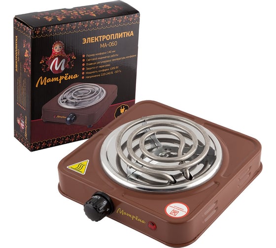 Изображение товара Электроплитка Матрёна МА-060, коричневый, ТЭН 006056
