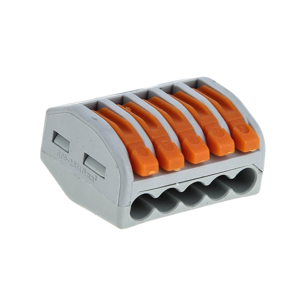 Изображение товара Клемма соединительная Вихрь СМК-222-415 на 5 проводов, пластиковая, серо-оранжевая, высокая надежно