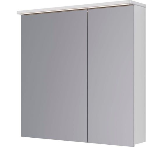Изображение товара Шкаф зеркальный Lemark ZENON белый глянец, 80x80 см, 2-х дверный, с козырьком-подсветкой, с розеткой, LM80ZS-Z