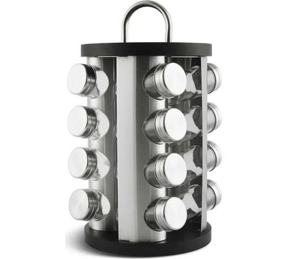 Изображение товара Подставка для хранения специй Edenberg из нержавеющей стали, с 16 стеклянными контейнерами EB-4027