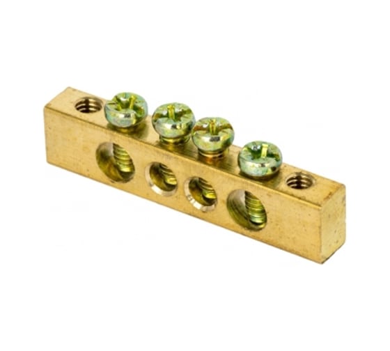 Изображение товара Шина EKF PROxima PEN "ноль-земля", 4 отверстия, латунь, крепеж по краям sn0-125-4-k