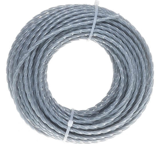 Изображение товара Леска нейлоновая ПРОФИ (3 мм; 15 м; витой квадрат; серая) для триммера SKRAB 28323