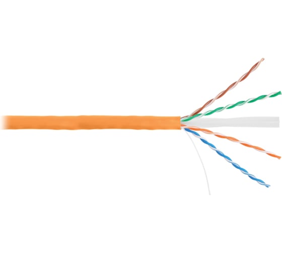 Изображение товара Кабель NETLAN U/UTP 4 пары, категория 6, одножильный, внутренний, LSZH, оранжевый, 305м EC-UU004-6-LSZH-OR