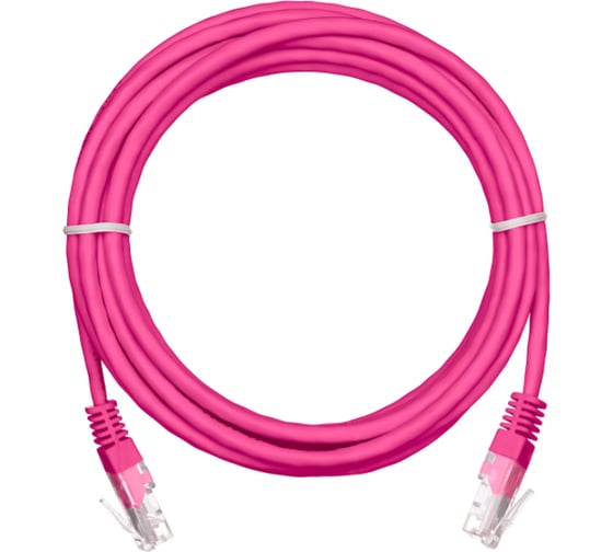 Изображение товара Шнур NETLAN U/UTP 4 пары, категория 5e, PVC, розовый, 10м, 5 штук EC-PC4UD55B-BC-PVC-100-PK-5