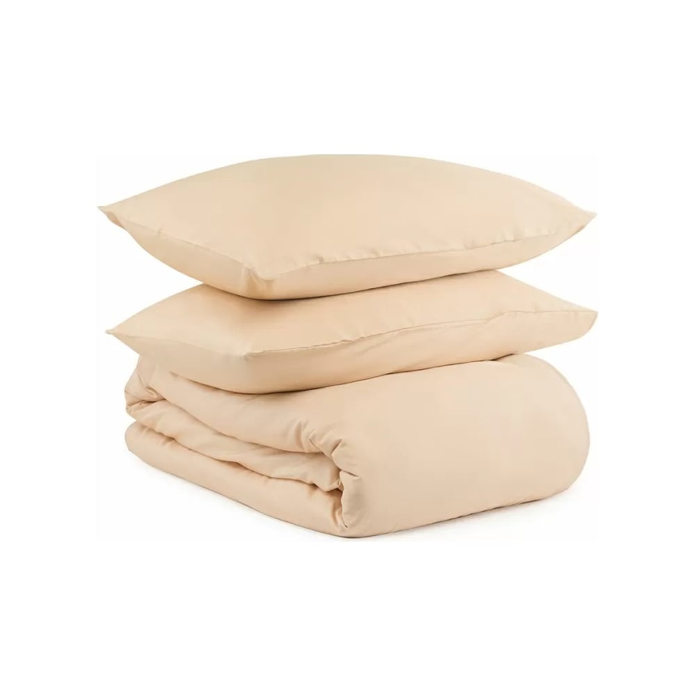 Изображение товара Комплект постельного белья полутораспальный из сатина бежево-розового цвета из коллекции Essential Tkano TK20-DC0041