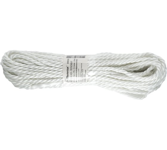 Изображение товара Хозяйственная полиэфирная веревка Политех диаметр 5 мм, 25 м, 13.5 ктес, 270 кгс 8003105