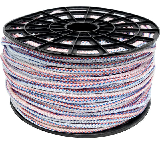 Изображение товара Вязаный полипропиленовый шнур с сердечником Политех цветной, диаметр 8 мм, 200 м, 23 ктекс, 140 кгс 8001080