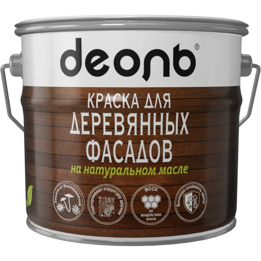 Изображение товара Краска для деревянных фасадов Деоль на натуральном масле Сандал полуматовая 2,7л 00032701