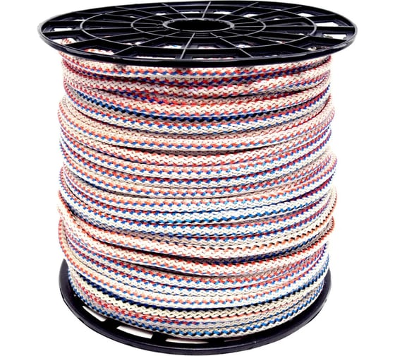 Изображение товара Вязаный полипропиленовый шнур с сердечником Политех цветной, диаметр 12 мм, 200 м, 37 ктек, 370 кгс 8001120