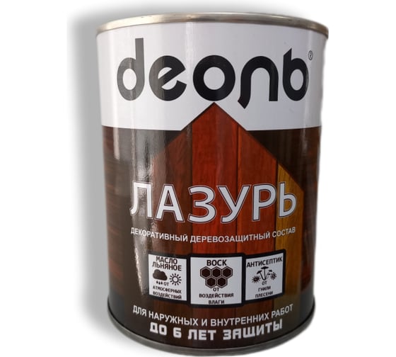 Изображение товара Лазурь декоративный деревозащитный состав Деоль Пепельный полуглянцевый 0,75 л 00032682