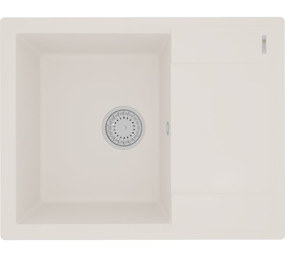 Изображение товара Мойка кухонная из кварцгранита Lemark IMANDRA 640 цвет: жасмин, комплектация: крепеж, сливная арматура с переливом арт. 9910022