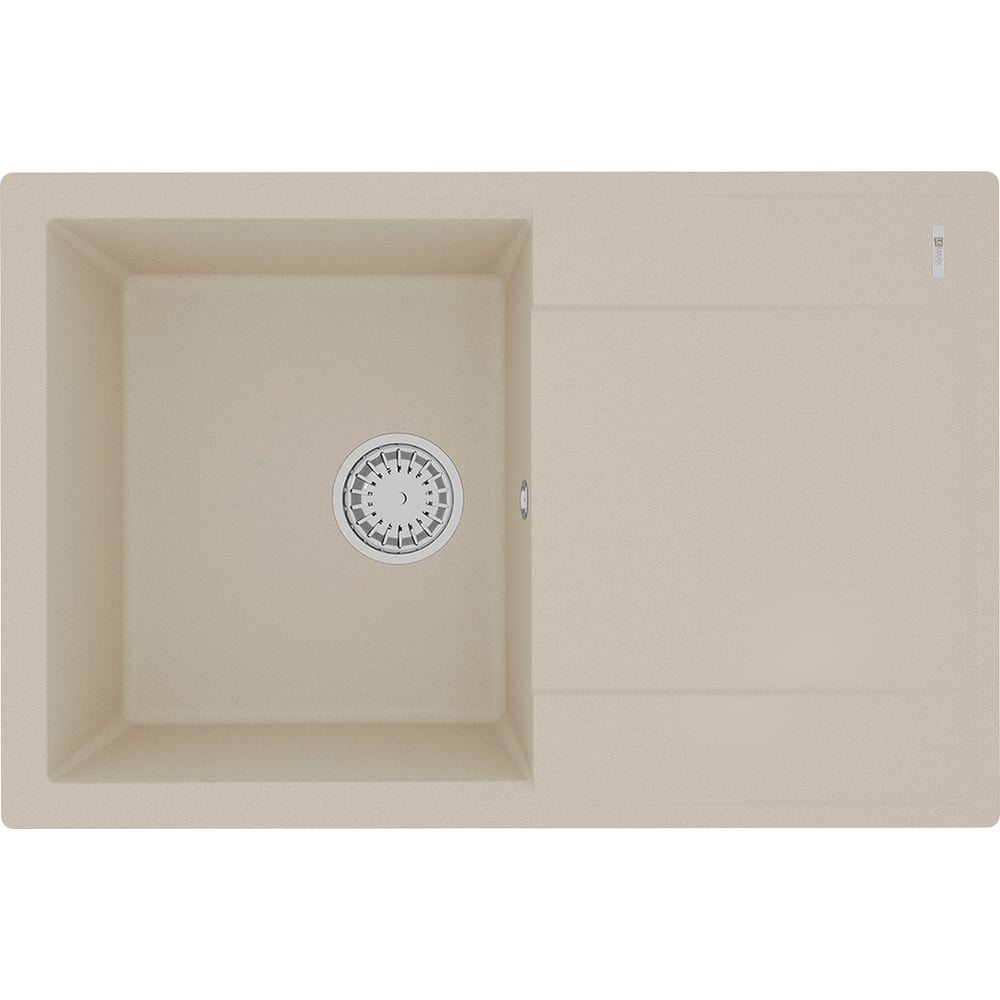Изображение товара Мойка кухонная из кварцгранита Lemark IMANDRA 760 цвет: бежевый, комплектация: крепеж, сливная арматура с переливом арт. 9910026