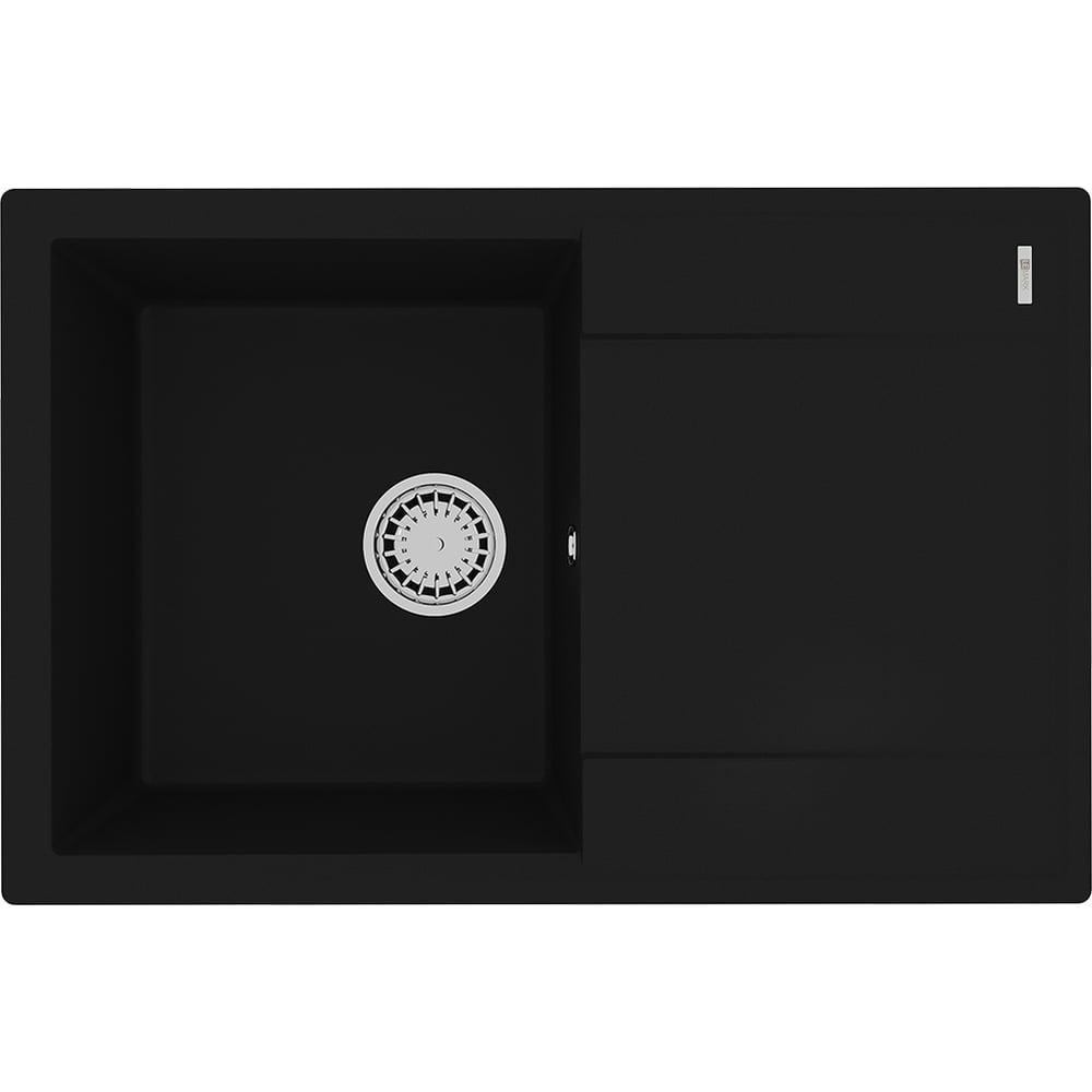 Изображение товара Кухонная мойка из кварцгранита Lemark IMANDRA 760 антрацит с переливом и сифоном